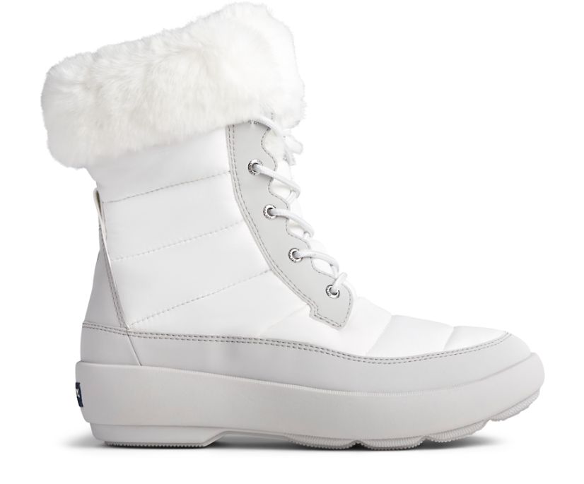 Sperry Bearing Plushwave Nylon Boots - Women's Boots - White/Grey [QO0164897] Sperry Ireland